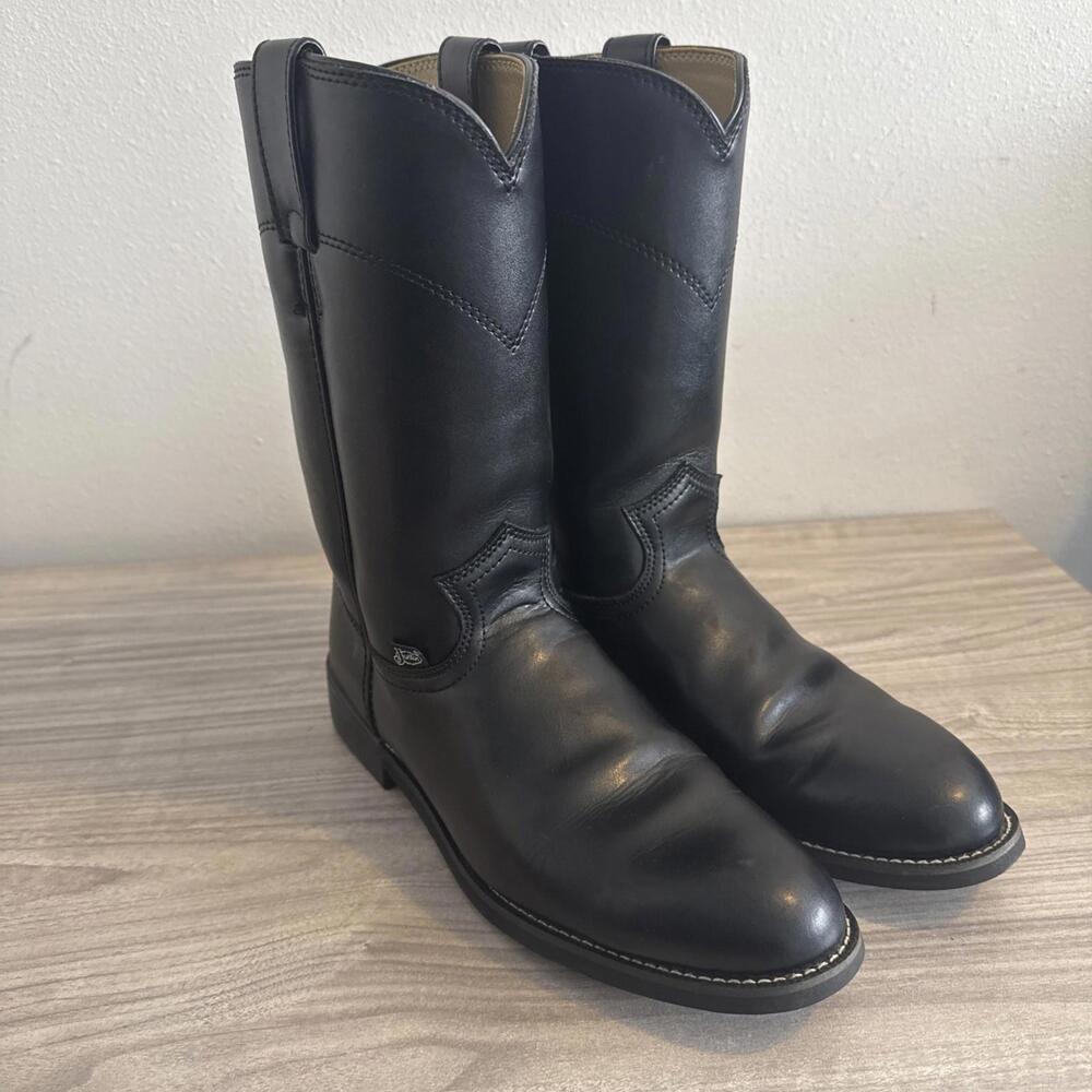 Justin Basics Black Western Cowboy Boots Women’s Size 9.5C Leather JBL3000 - Picture 2 of 10